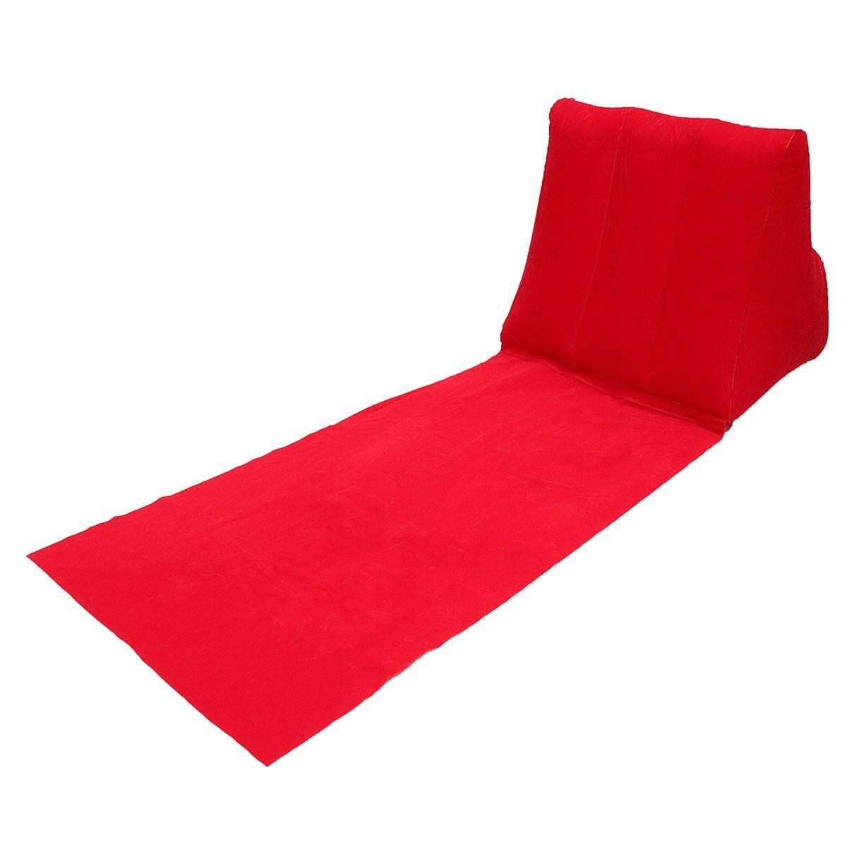 WEDGE Inflatable Beach Festival Camping Lounger Back Pillow Cushion Chair Red (red)