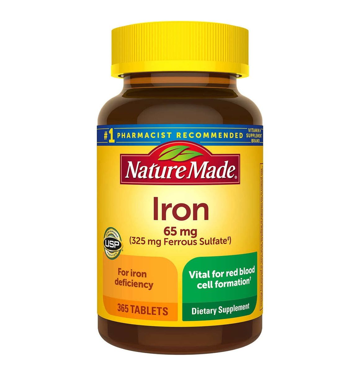 Nature Made Iron 65 Mg With Ferrous Sulfate 325 Mg -365  Tablets