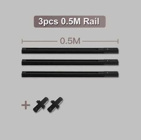 LED Track Light Rail 0.5M 1M Black White Aluminum 2-wire