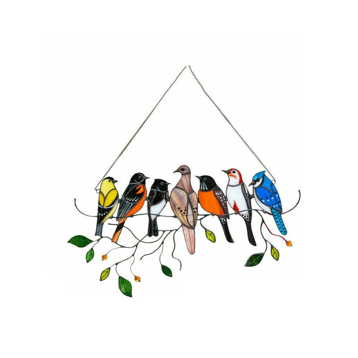 Multicolor Birds On A Wire High Stained Acrylic Suncatcher