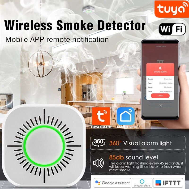 High Decibel Wireless Smoke Alarm Detector Whit Battery