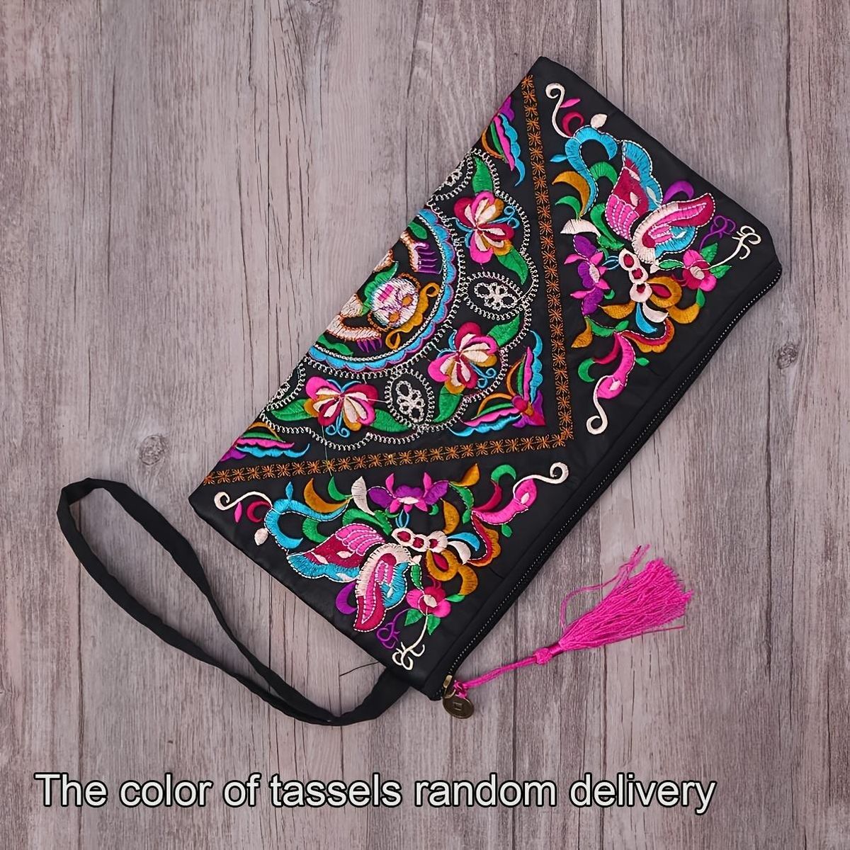 Small Embroidered Wristlet Bag Embroidered Floral Wristlet Wallets Purses for Women