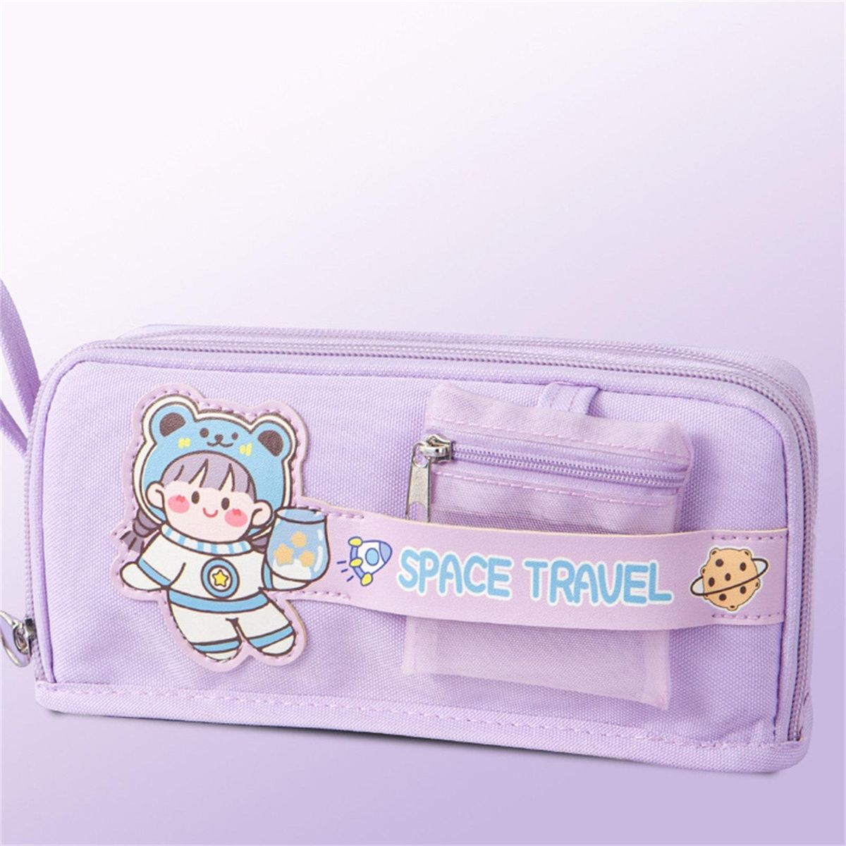 Pencil Bag Zipper Design Pen Case Bag Purple