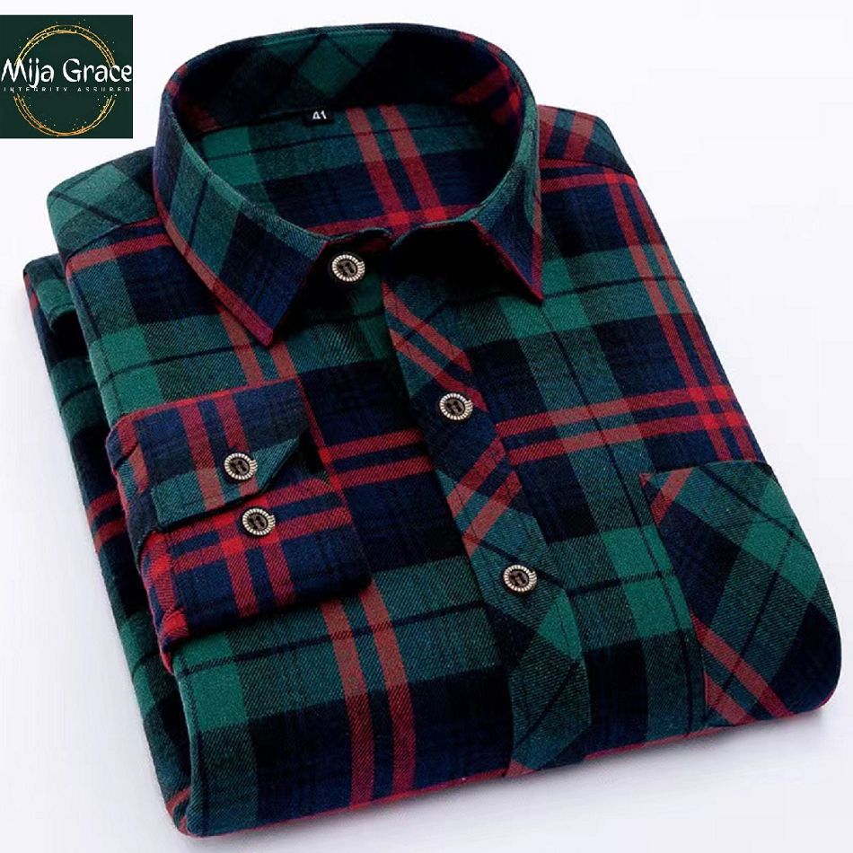 {MijaGrace} Men's Casual Flannel Checkered Shirt - Green