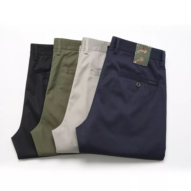 4Pcs Smart Stock Chinos Pant For Men - Navy Blue, Black, Khaki, Army Green