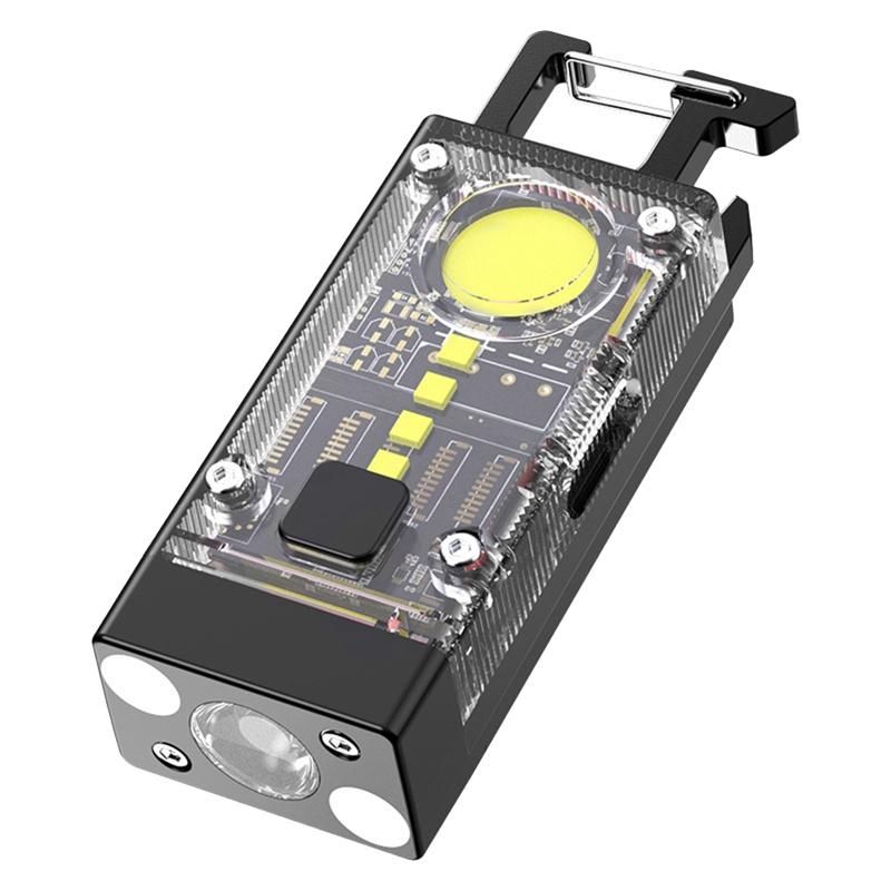 LED COB Keychain Light Solar Type-C USB Rechargeable
