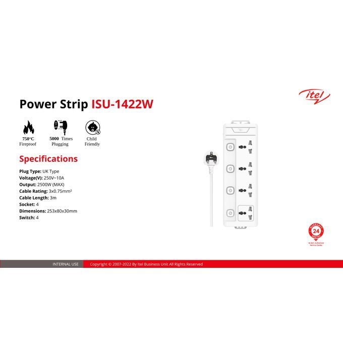 4 Sockets Extension Box (ISU-1422W) -White