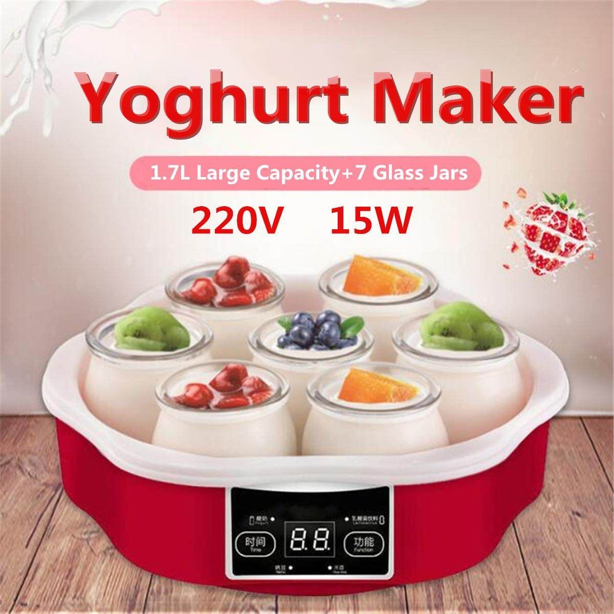 1.7L Yoghurt Maker W/ 7 Glass Jars Automatic Smart Touch Screen Control Yoghurt Maker With & 7 Glass Jars Automatic Smart Touch Screen Control Hot