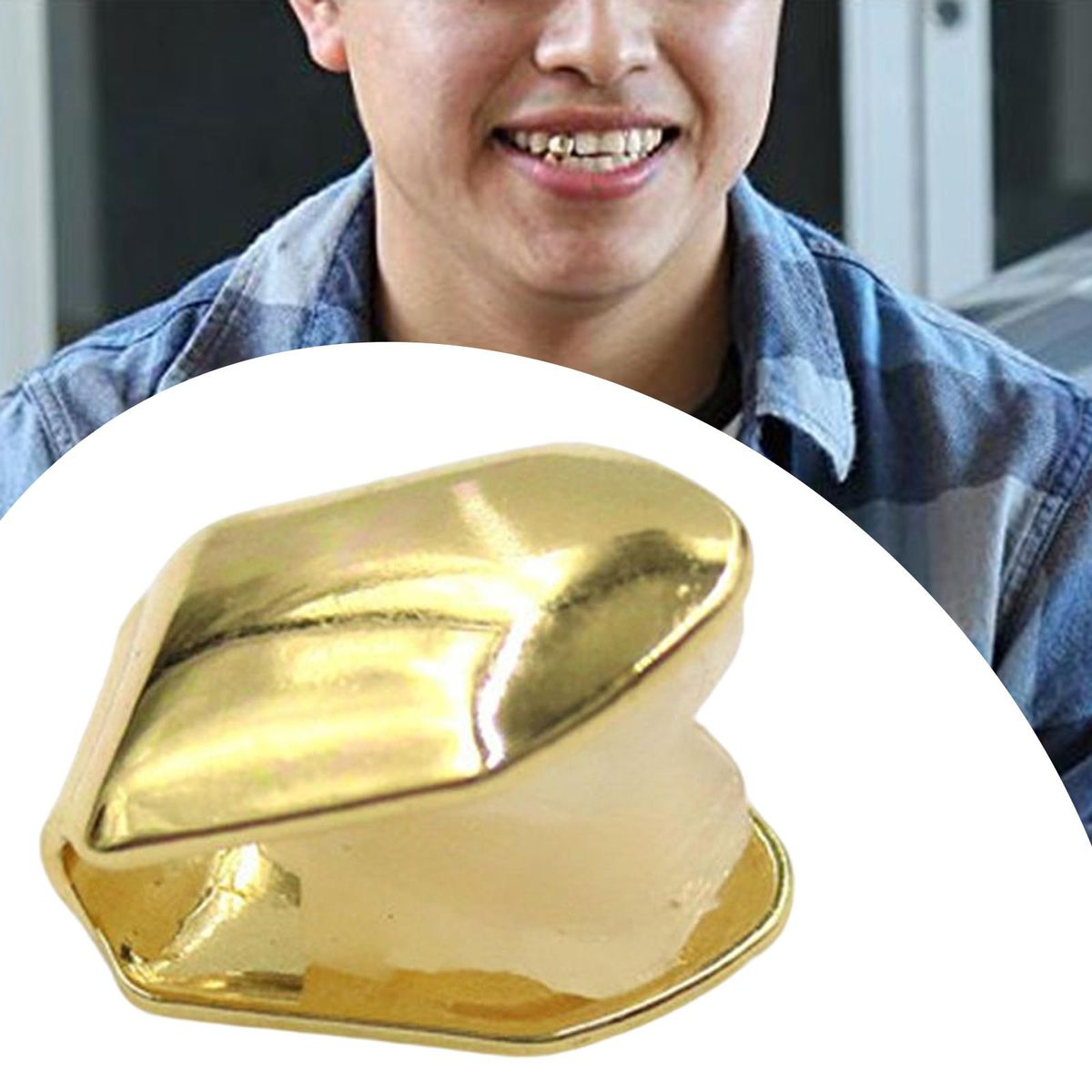 Single Tooth CAPs Hip Hop Grills For Teeth Mouth Video Party Gold