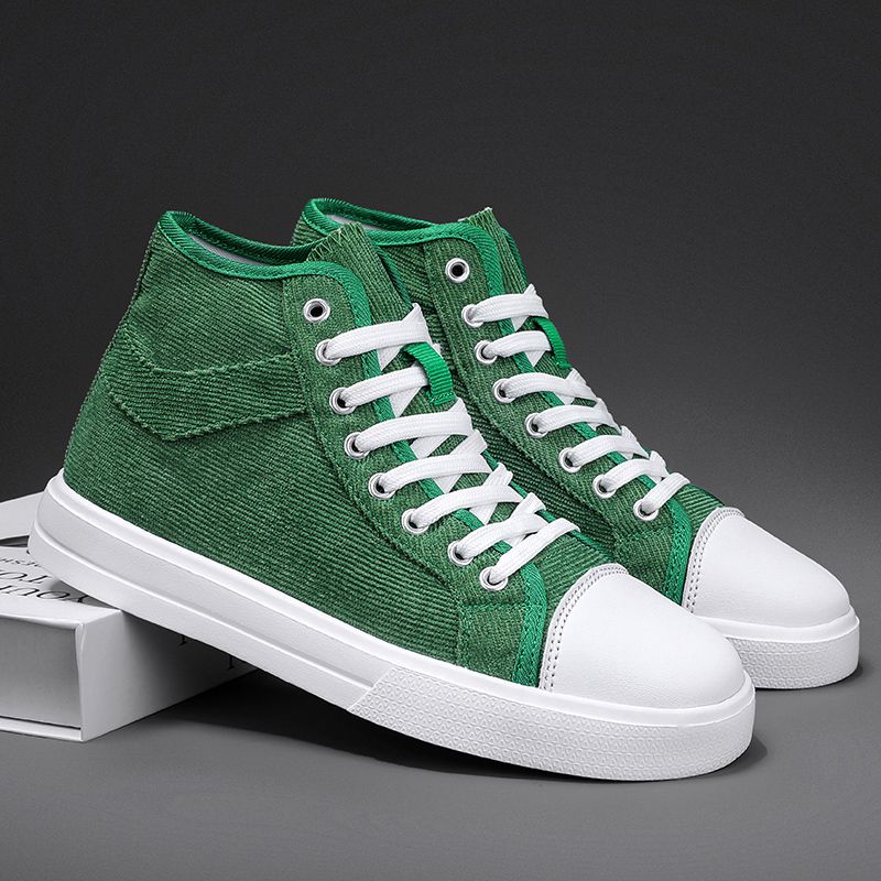 New Trendy Canvas Sneakers Men High-top Shoes EUR Size 36-46 Unisex Fashion Sneakers Comfort Outdoor Casual Skateboard Sports Shoes Students Classic All-match Breathable Canvas Walking Shoes Green
