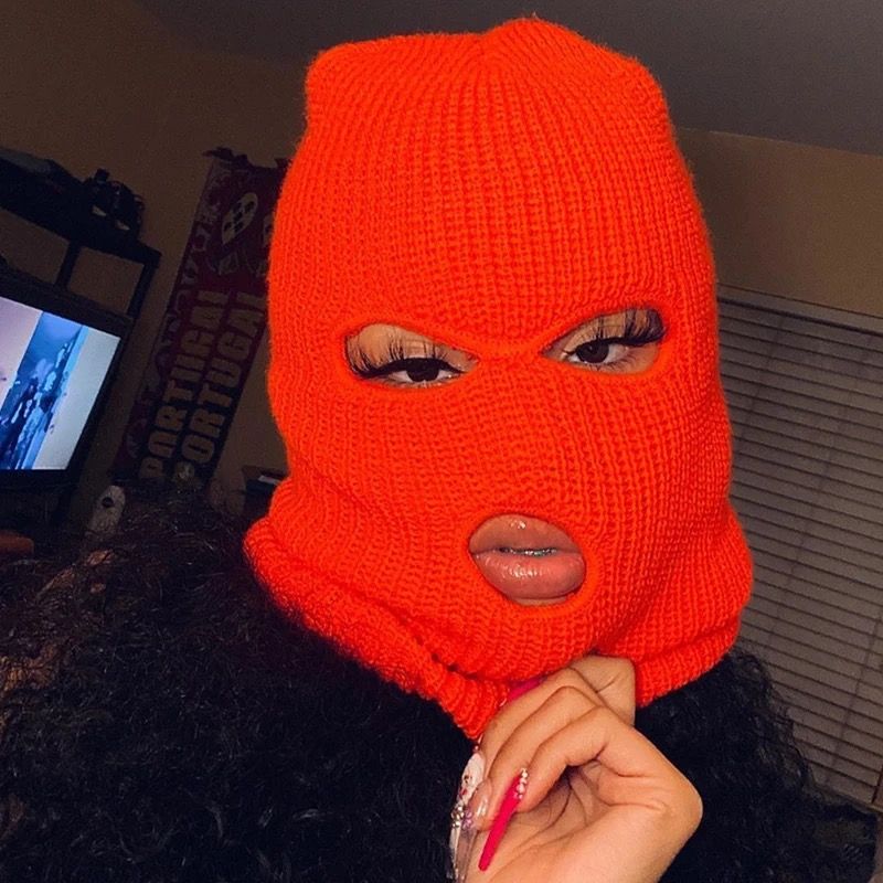 Luxury Wool Three Holes Balaclava Red Face Mask