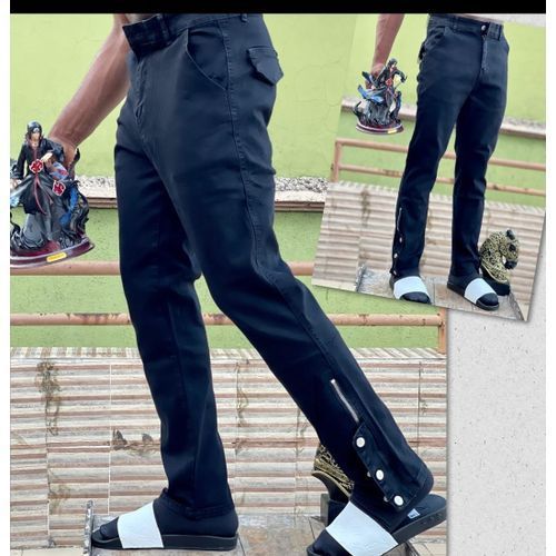 ZIPPER BOTTON Black Cargo Combat Pant Joggers For Men And Women
