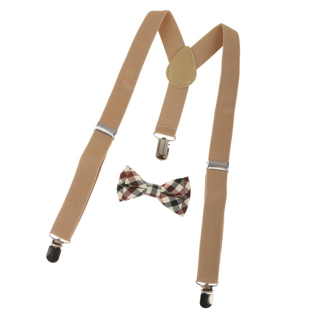 Girl Plaid Necktie Adjustable Y-back Brown​