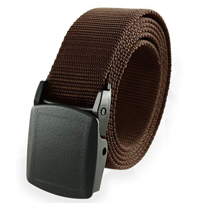 Universal Nylon Plastic Buckle   Waist Belt Men Army-coffee-
