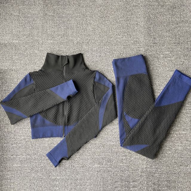 Yoga Bra Suits Women Yoga Set Gym Gym Blue Wear Set 2pcs_S