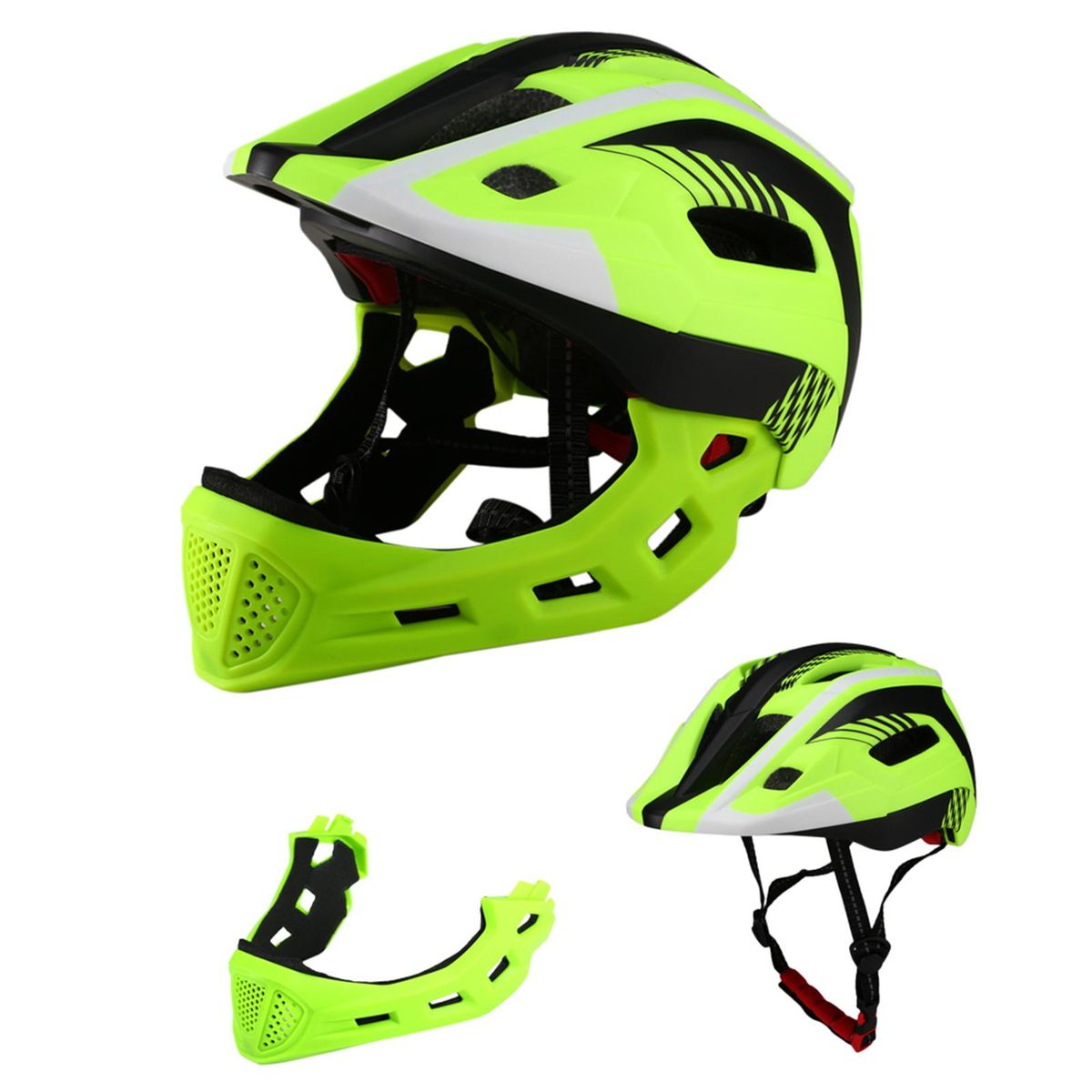 Kids Detachable Full Face Bike Helmet Breathable Ultralight Cycling Sports Safety Helmet for Bicycle Skateboard Scooter Roller Skating