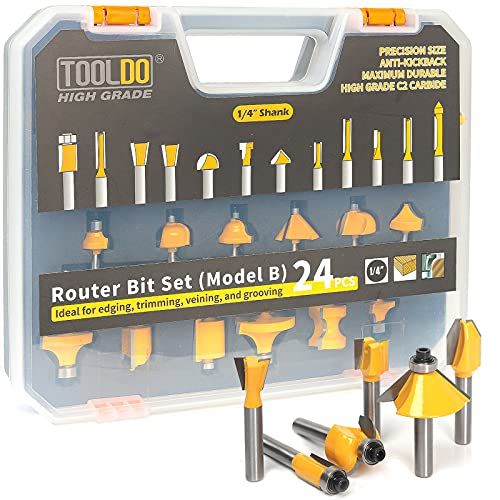 TOOLDO Router Bit Set 24 Pieces 24 X 24 Pcs Model B 14 Inch
