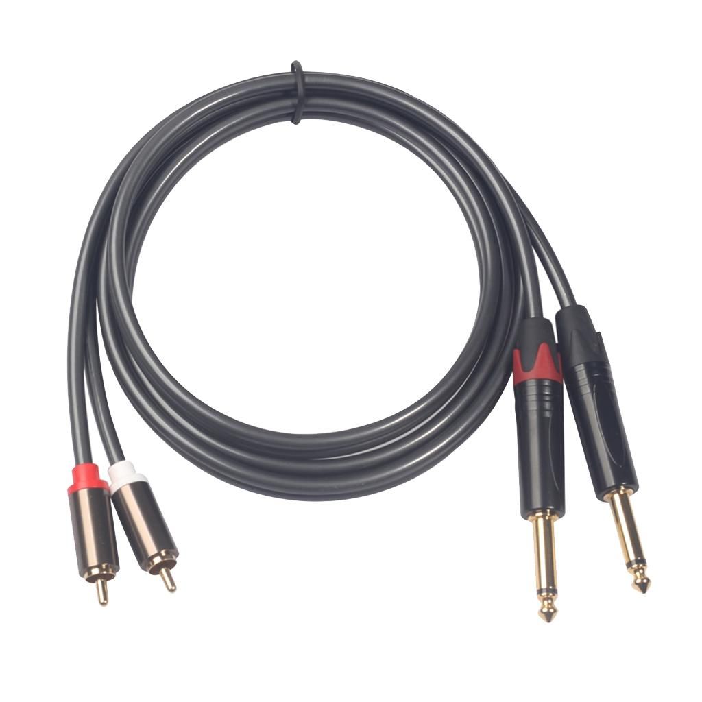 2 X 6.35mm 1/4 Inch TRS Stereo Male To 2 RCA Male Audio Cables