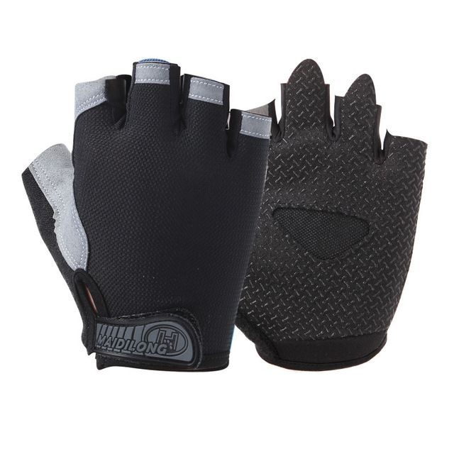 Summer Men Women Fitness Gloves Gym Weight Lifting Cycling Yoga Training Thin Breathable Antiskid Half Finger Gloves, Size:S(Black)