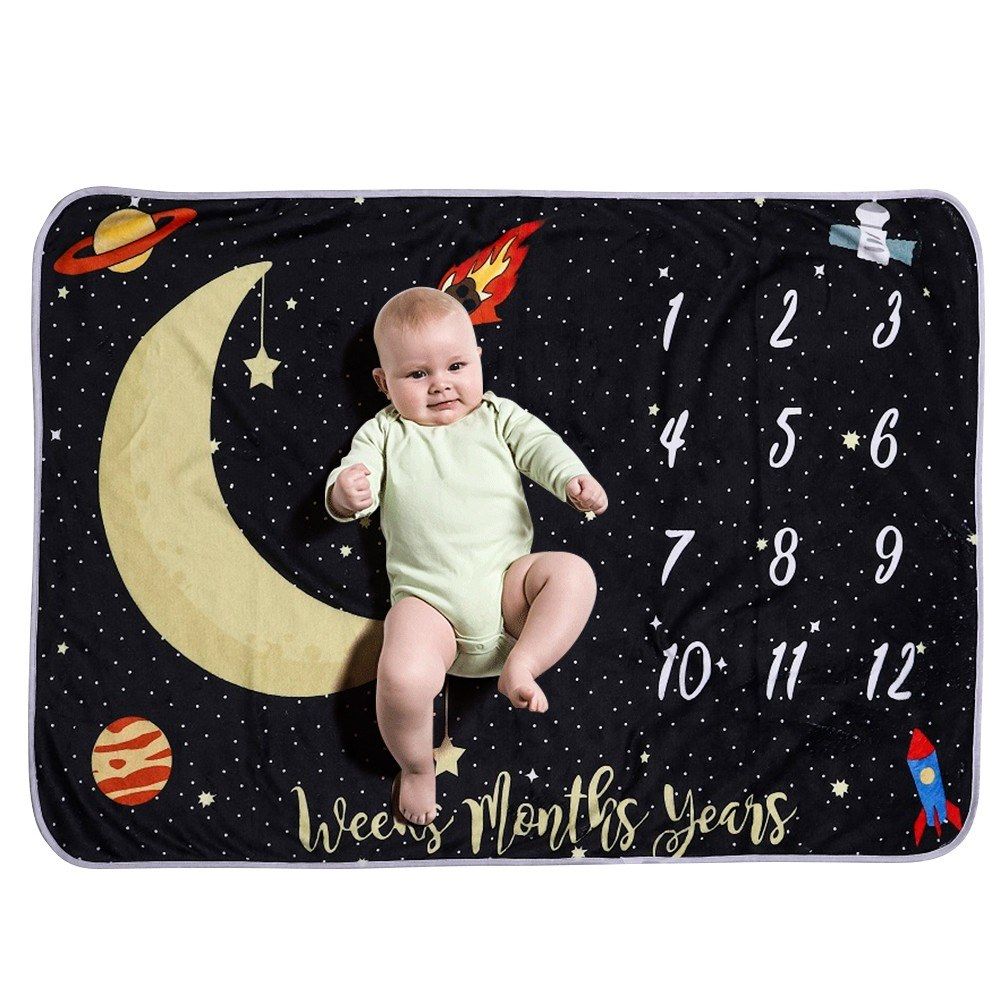 Baby Monthly Milestone Blanket For Girl Boy Flannel Night
