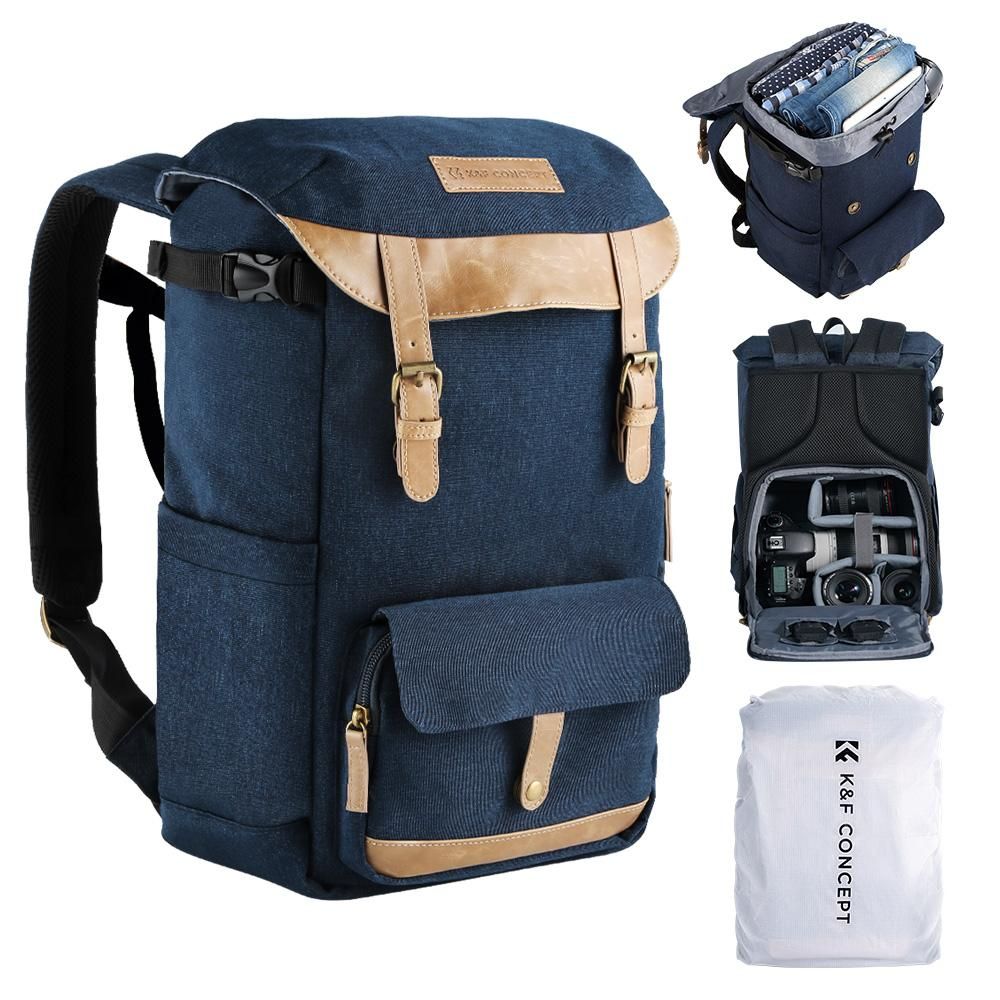 K&F CONCEPT Multi-Functional Camera Backpack Waterproof Camera Bag Large Capacity Camera Case with 15.6 Inch Laptop Compartment Rain Cover for Women Men Photographers