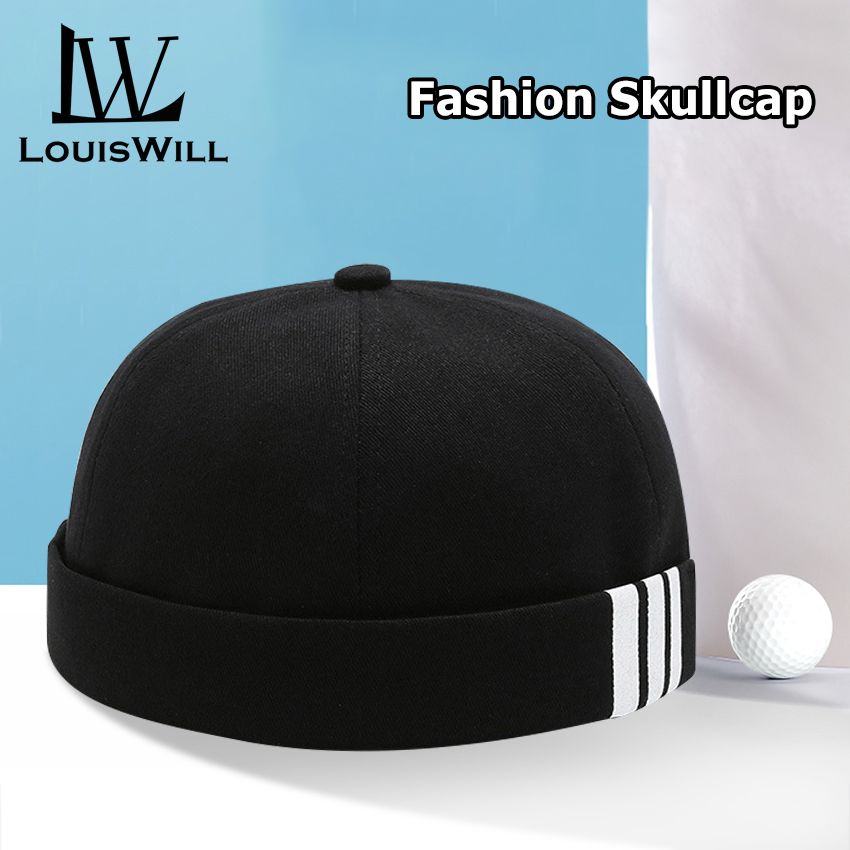 LouisWill Hats Black Beanies Men's Hip Hop Hats Women's Round Solid Color Caps