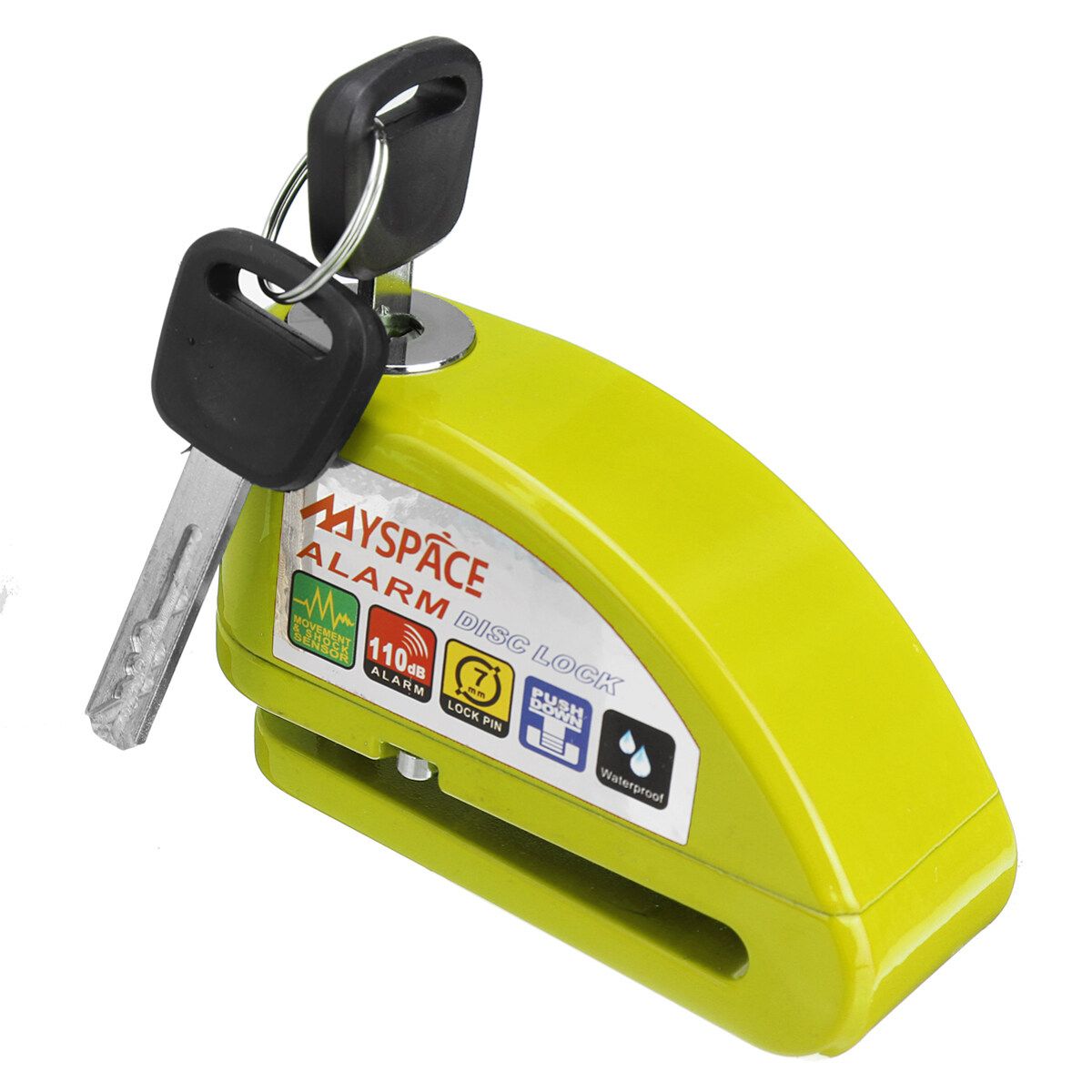 Motorcycle Alarm Lock Metal Security Anti-theft Wheel Disc Brake Lock Alarm 2 Keys Green