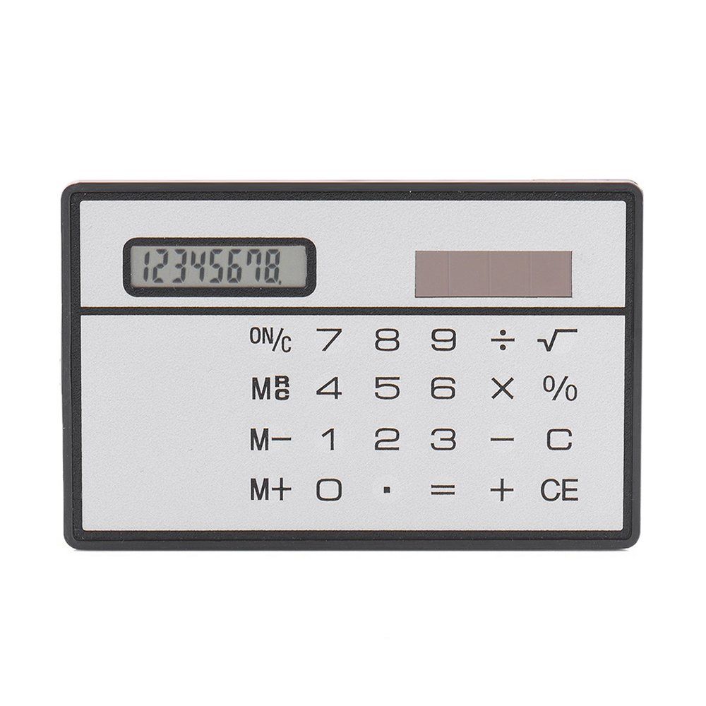 8 Digit Ultra Thin Solar Power Calculator Portable Mini Touch Silver
