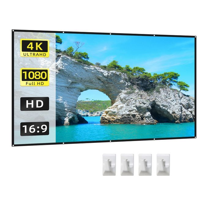 60 Inch Projector Screen 16:9 HD 4K Foldable Portable