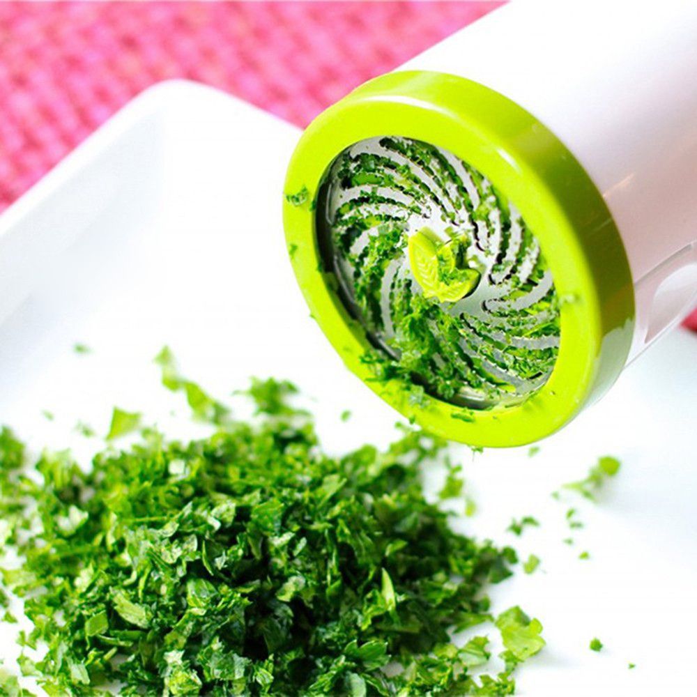 （green）Herb Grinder Coriander Spice Mill Parsley Shredder Chopper Fruit Vegetable Cutter Garlic Grinder Kitchen Gadgets Cooking Tools GRE