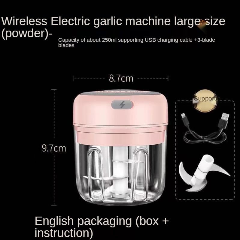（6 Pink 250ml）Wireless Mini Baby Babycook Electric Garlic Press Garlic Masher Pull Garlic Masher Mashed Garlic Machine Garlic Grinder GRE