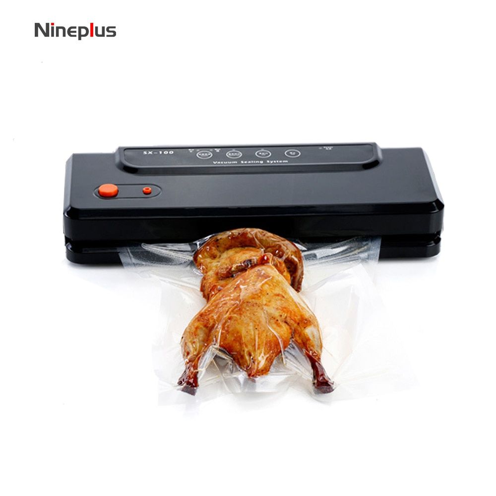110V 220V Vacuum Sealer 150W Automatic Food Packing Machine With Starter Kit Bags Best For Household Food Saver Dry & Moist(Black)