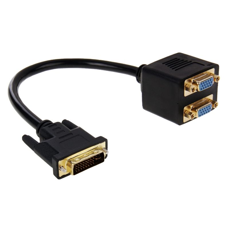 30cm DVI 24+5 Pin Male To 2 VGA Female Splitter Cable