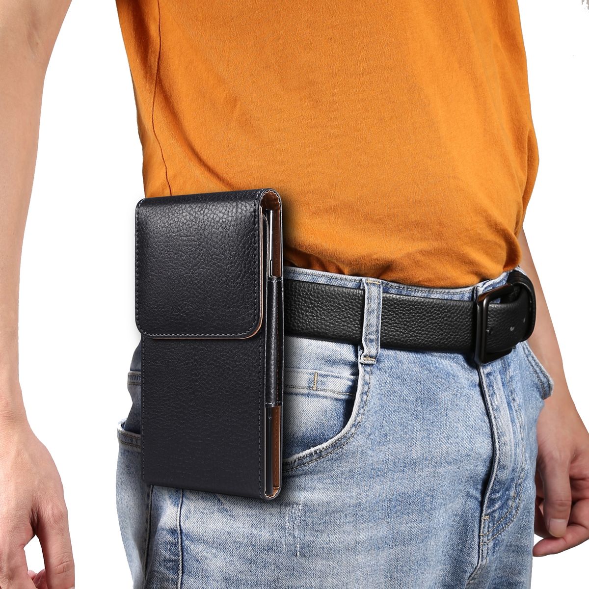 Litchi Texture Leather Phone Waist Bag