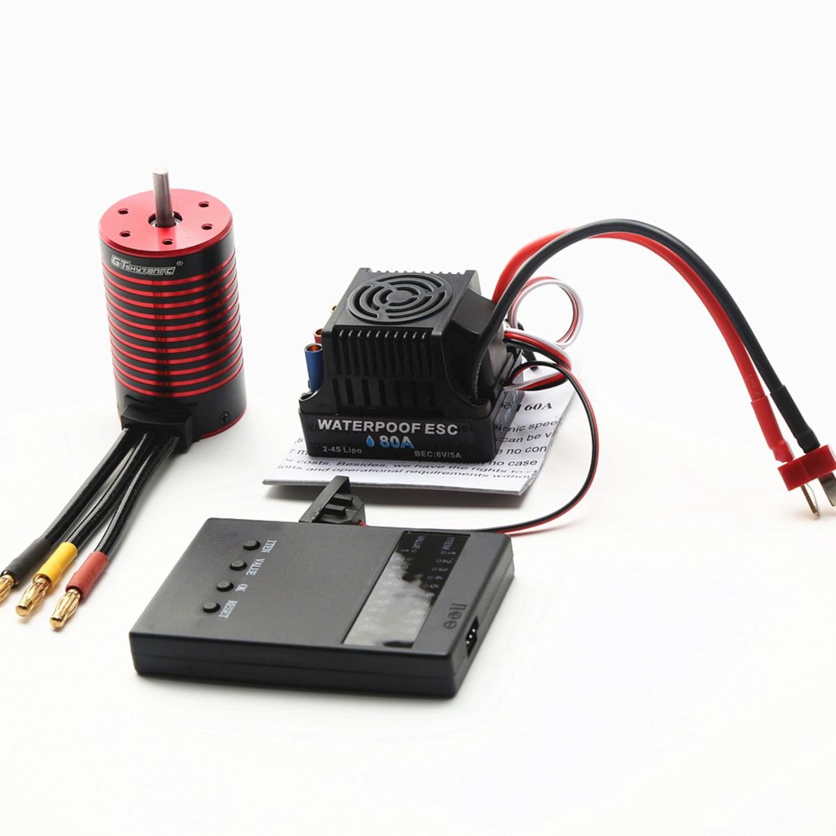 GTSKYTENRC Waterproof 3660 Brushless Motor 4200KV with 80A Brushless ESC Programming Card  for Trax4 Remote Control Car 1/8/1/10 Tamiya