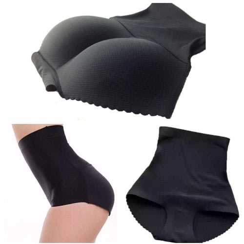 High Waist Women Butt Hip Pad & Enhancer Pant - Black