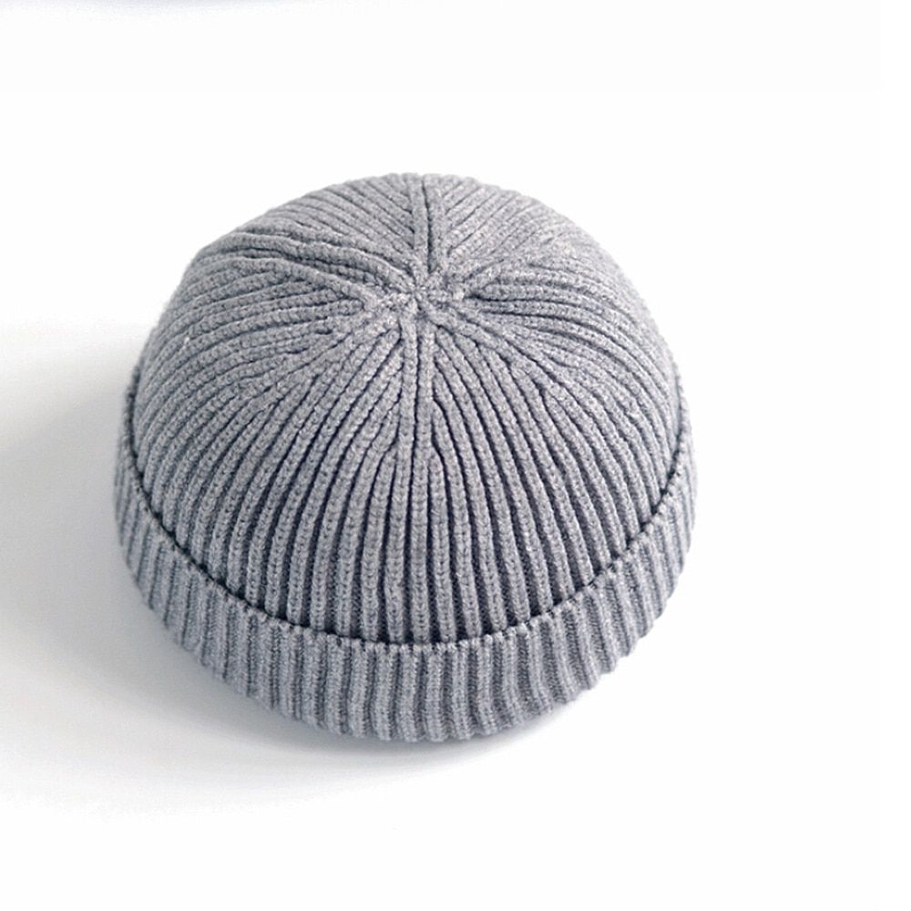 Men Women Knitted Hat Beanie Ll Cap Sailor Docker Fisherman Cuff Brimless Cap For Men Women Winter Warmer Thermal Hats-Gray1