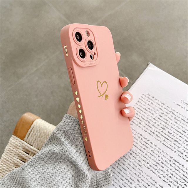 Cute Love Heart Frame Sharp Candy Color Silicone Phone Case For IPhone 14 13 12 11Pro Max XS Max X XR  Original Soft Cover