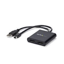 2-Port Multi Monitor Adapter - Mini DisplayPort To 2x DisplayPort MST Hub - Dual 4K 30Hz - Video Splitter For Extended Desktop Mode On Windows