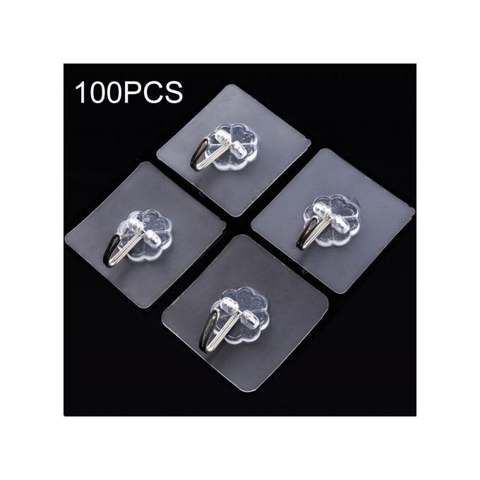 100 PCS Kitchen Bathroom Wall Hanging Transparent Glue Hook