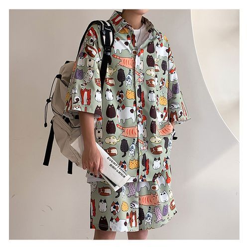 Men's Casual Graffiti Shirt Shorts Suits