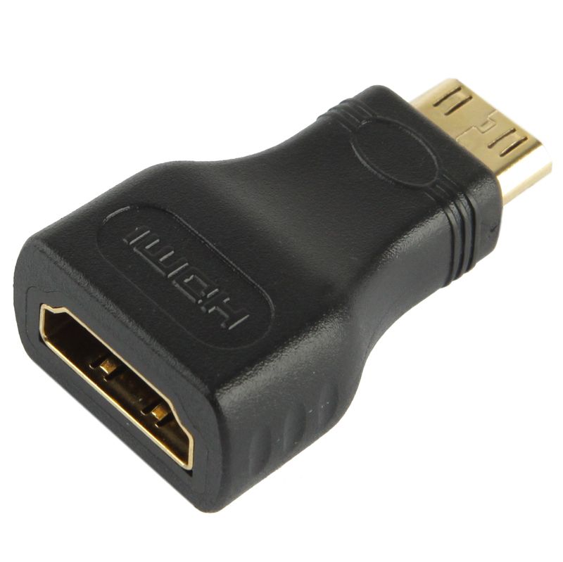 Gold Plated Mini HDMI Male To HDMI 19 Pin Female Adapter(Black)