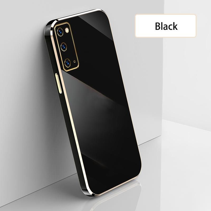 Ultra Thin Plating Phone Case for Samsung Galaxy S20 4G 5G S11e Lens Protection soft Phone Back Cover-Black