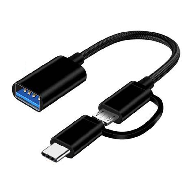 2 In 1 Type-C+Micro Male To USB Female For Phone Tablet OTG