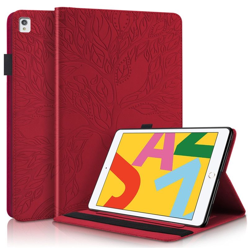 Emboss Tree Leather Flip Case For IPad 10.2 2020 2021 2019