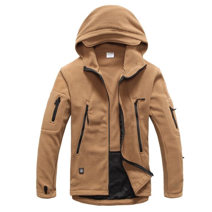 Military Tactical Jacket Men Winter Fleece Thermal Outdoors Sports Hooded Coat And Jacket Softshell Windproof Hiking Jacket Khaki