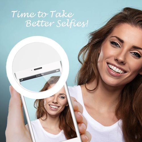Rechargable Cellphone LED Mini Selfie Ring Light For All Smart Phones And Tablets-White