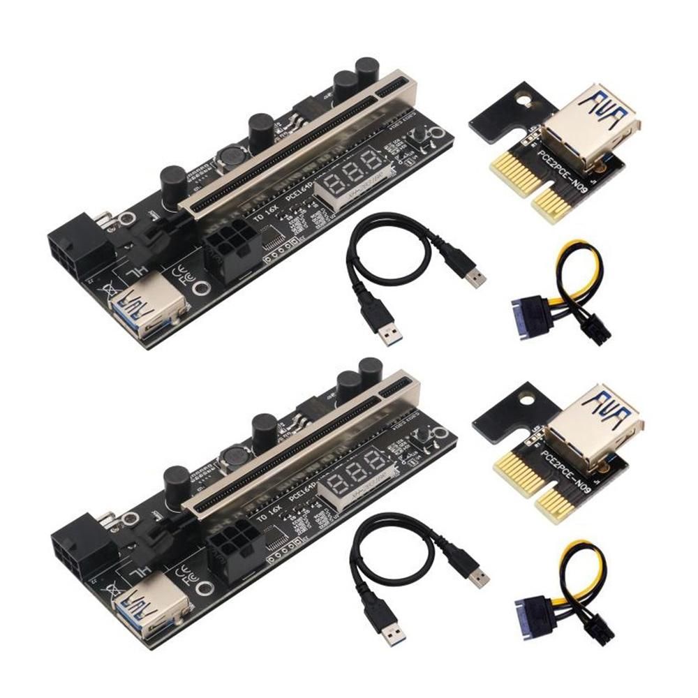 2Pack PCIE Riser 1X to 16X Graphic Extension with Temperatur