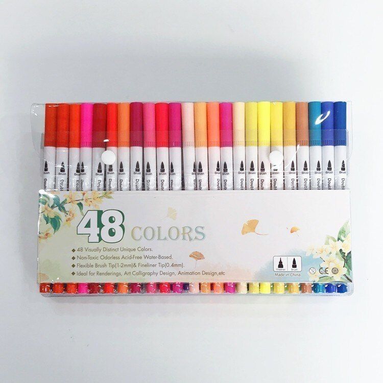 24/60/100 Fineliner Drawing Marker Dual Tip Art Marker Watercolor Brush Pen Animation Manga Sketch Drawing Watercolor Brush Pen
