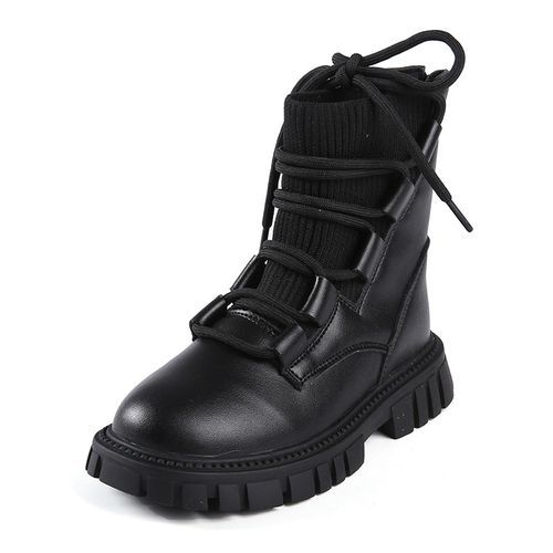 Girls Boots Fashion Children's Leather Short Boots-XHXL-218/Black
